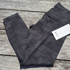 Lululemon Align‎ Pant 25" black Heritage 365 Camo Deep Coal size 8 NWT